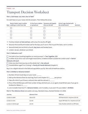 The Transport Decision Worksheet, Tool 10 from the book